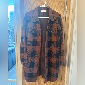 Soft Flannel Open Front Cardigan